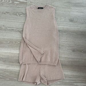 Women's Sleeveless Knit Jumpsuit - Tan